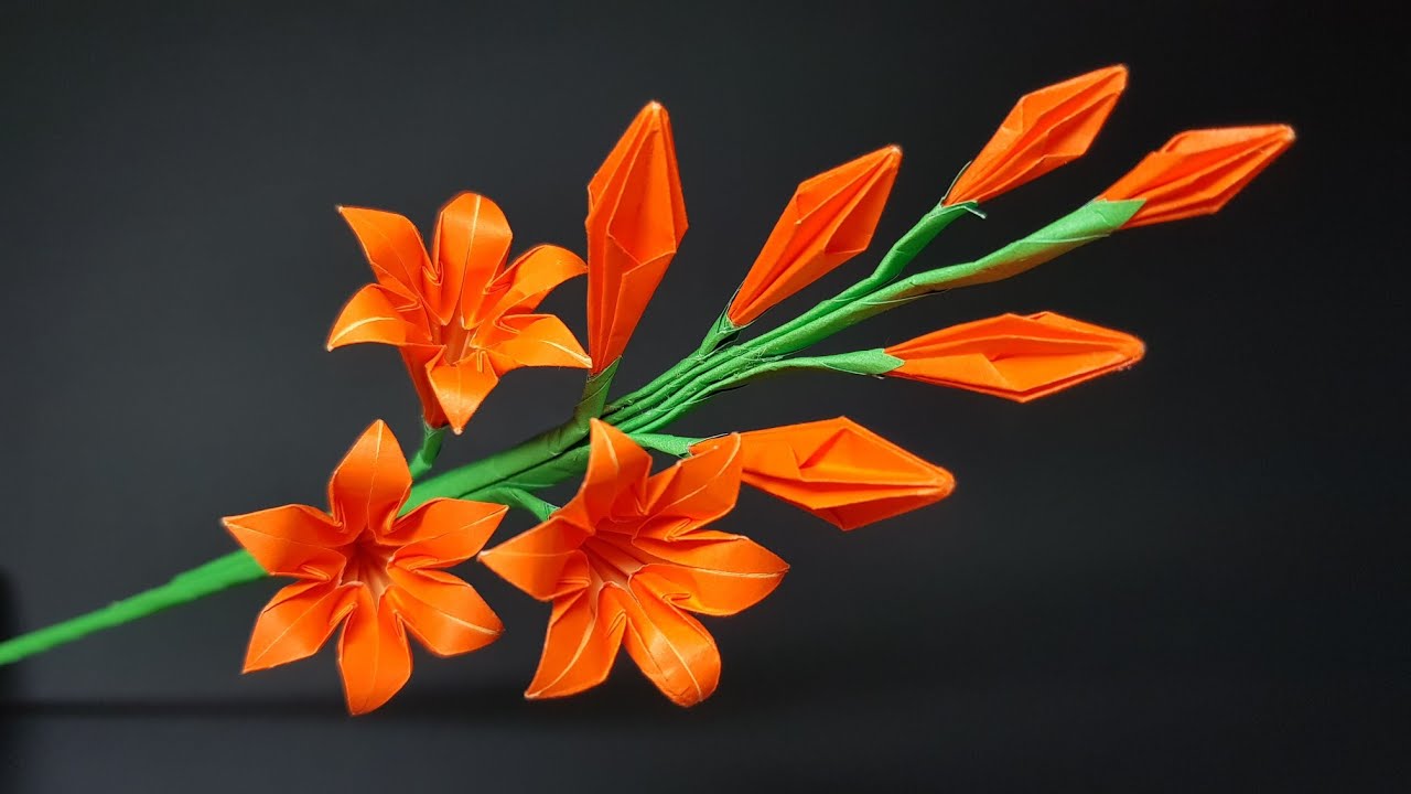 크로커스미아접기 (애기범부채)- Paper crocosmia - 꽃접기 ( flower )- paper folding - 종이접기 折纸 origami оригами أوريغامي