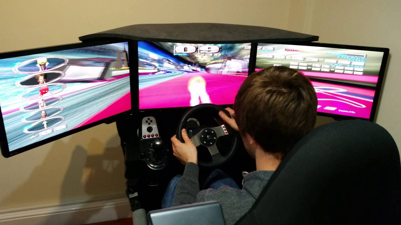 Fzero gx on dolphin, triple screens, steering wheel