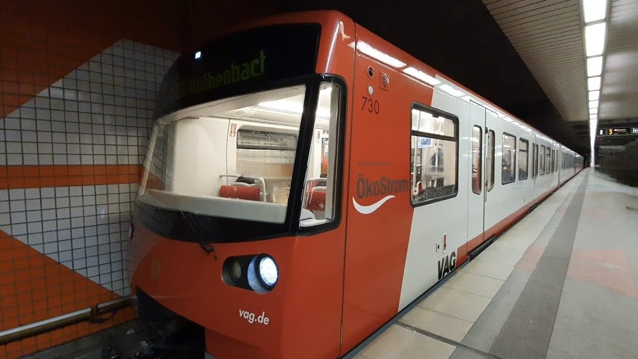 U-Bahn Nürnberg DT3 [Wagen 730] von FLUGHAFEN bis HAUPTBAHNHOF