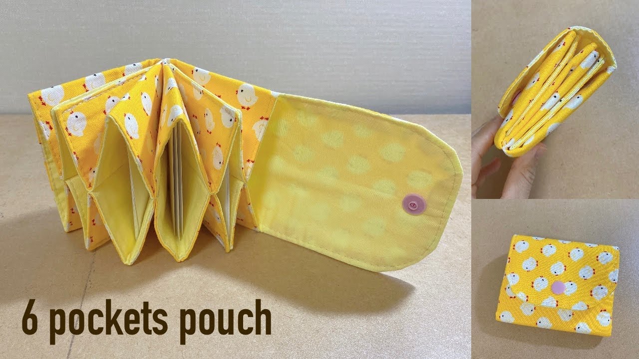 ジャバラカードケースポーチ作り方 6ポケット付き 財布 How to make an accordion pouch with 6 pockets