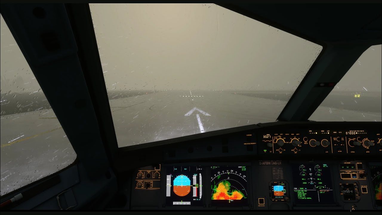 Heavy Rain Take Off from Manchester [EGCC]  - MFS 2020 A320NEO FlyByWire