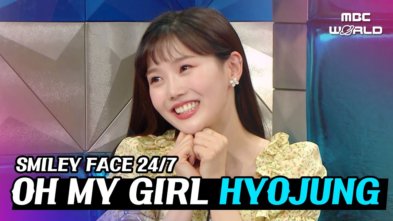 [C.C.] HYOJUNG can't resist hiding her smiley face on stage #HYOJUNG #OHMYGIRL