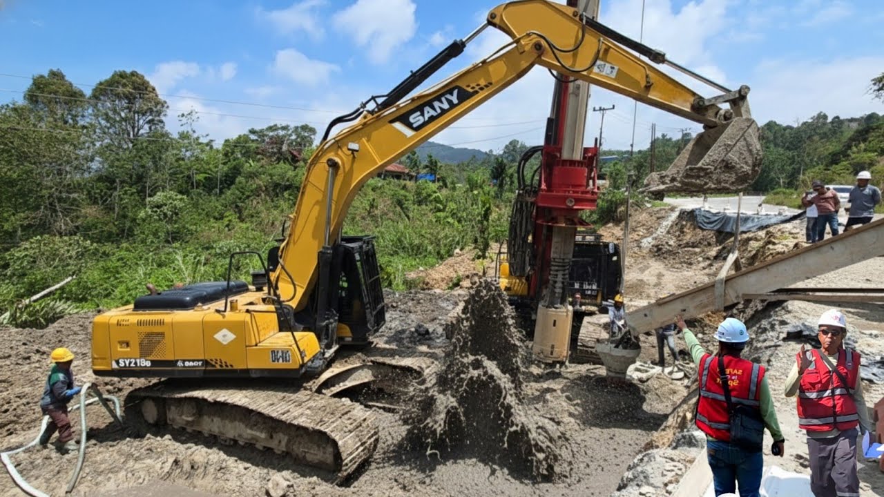 Semen Cor Berhamburan !!! Pengecoran Bore Pile Di Jalur Batu Jomba