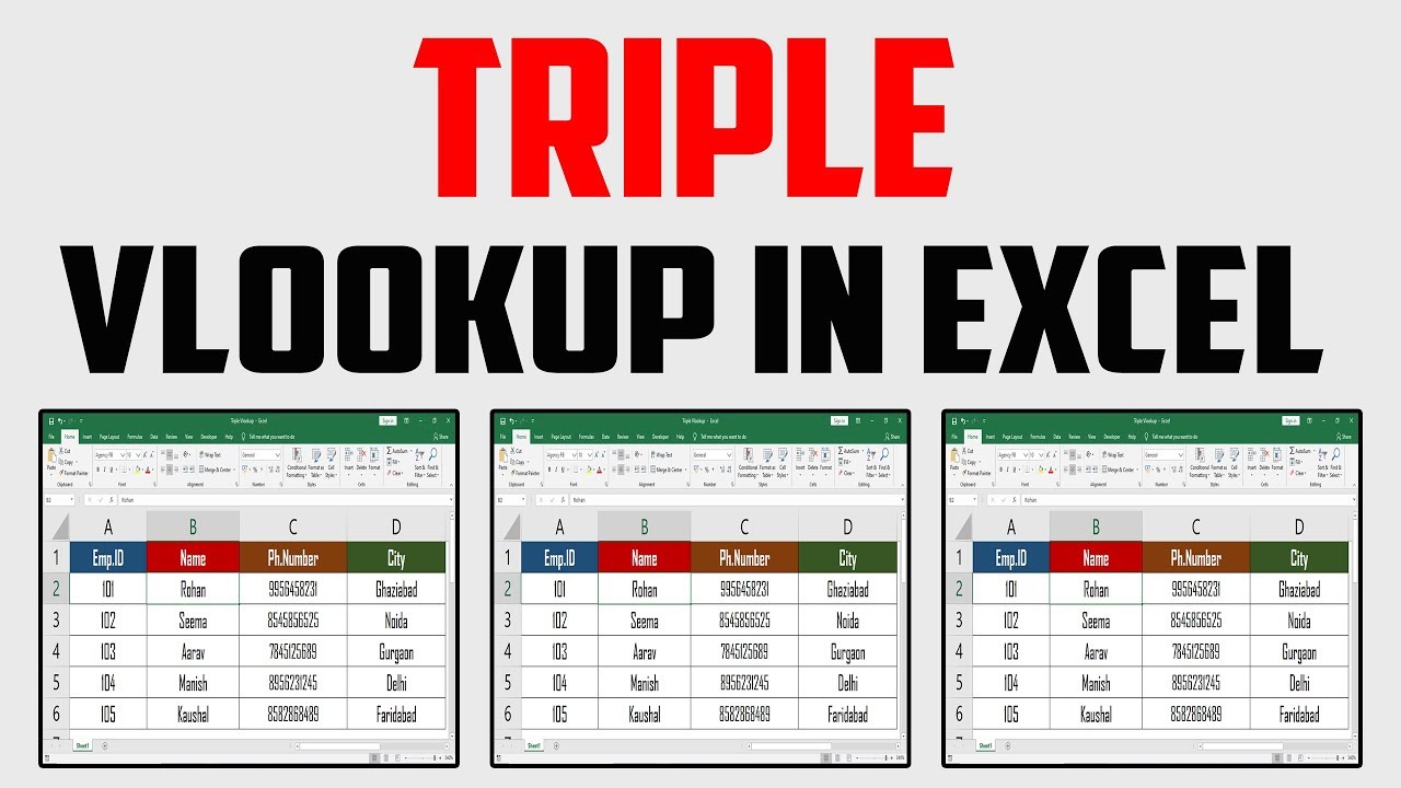 Triple Vlookup in Excel in Hindi | 3 Vlookup in Excel | Single Double Triple Vlookup in Excel