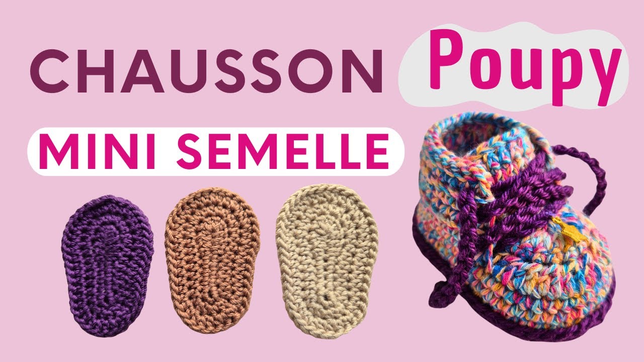 Mini-chausson Poupy I Partie 1 : la semellle au crochet pour poupée, porte-clés, souvenir, amigurimi