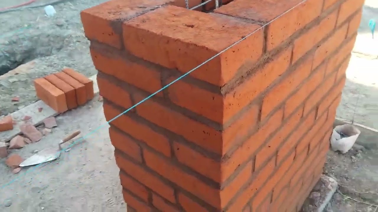 Como forrar una columna con tabique aparente de barro en escuadra y su toque mexicano. Parte final