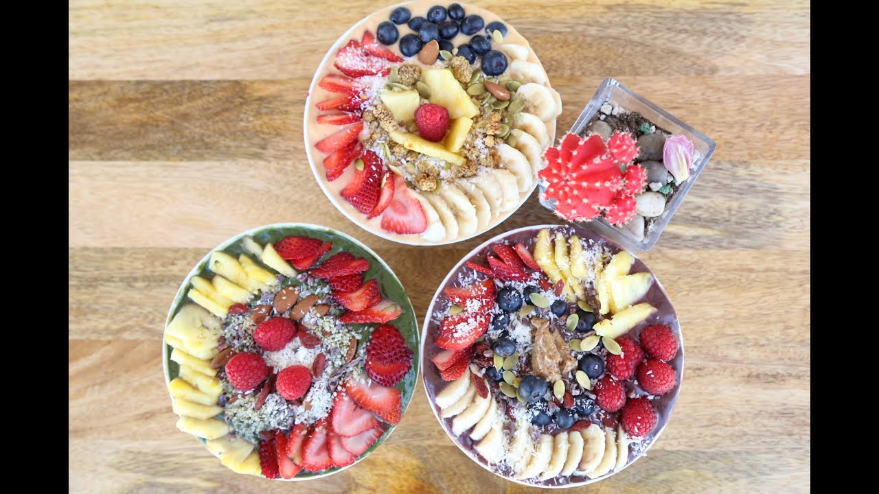 3 HEALTHY BREAKFAST IDEAs! Energy Smoothie Bowls