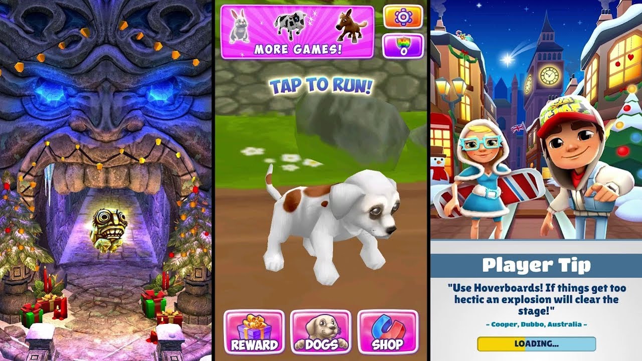 Temple Run 2 Frozen Festival Vs Dog Run - Pet Dog Simulator Vs Subway Surfers London