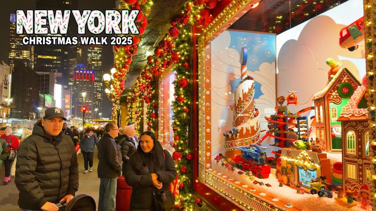 Macy's Christmas Holiday Window Display 2025 New York, 4K Christmas Walking Tour in NYC 