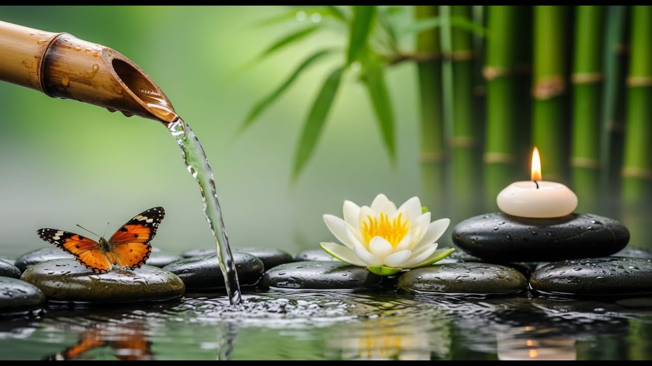 Soft Piano & Bamboo Water Sounds for Deep Sleep, Meditation & Calm