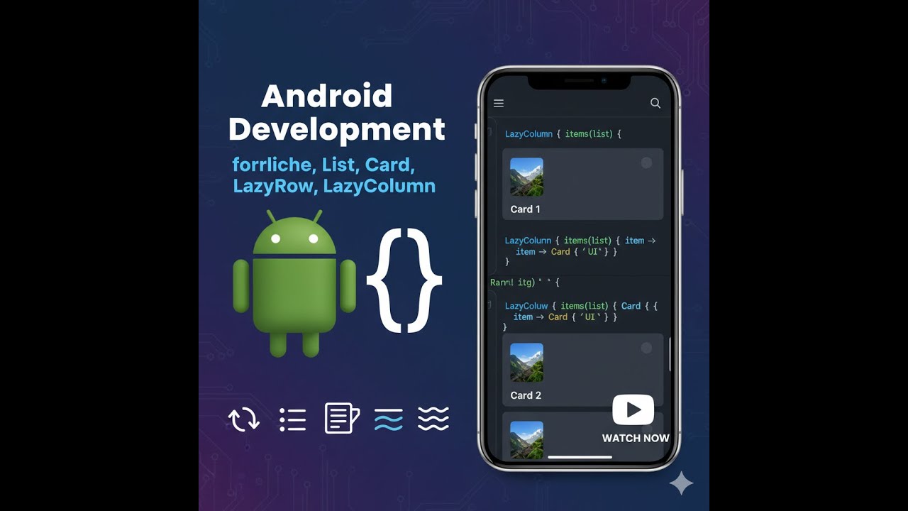 Android Day 4 - forEach, list, Card, LazyRow, Lazy Column etc