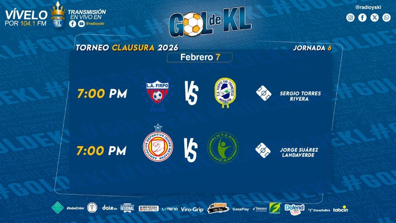 🔴 GOL DE KL 🇸🇻 Jornada 6 del Torneo Clausura 2026 🏆 | 07-02-2026