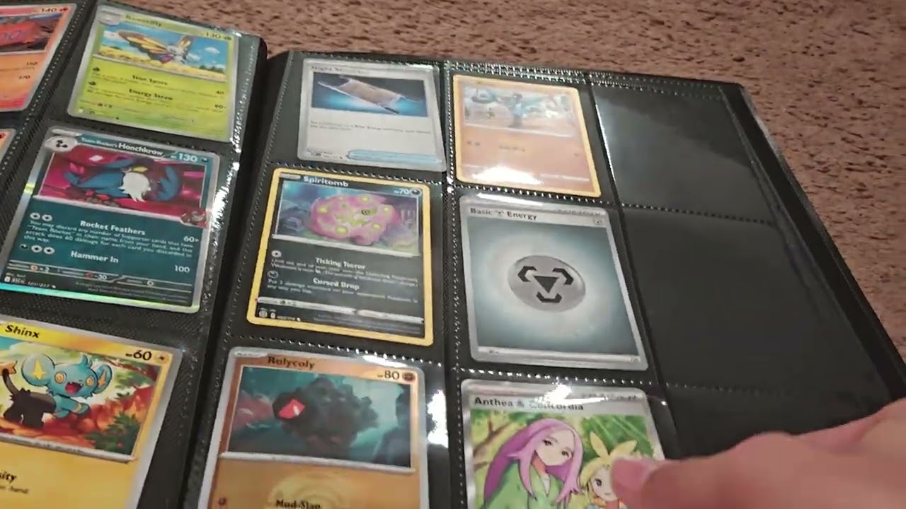 Putting the Pokemon cards into my binder
