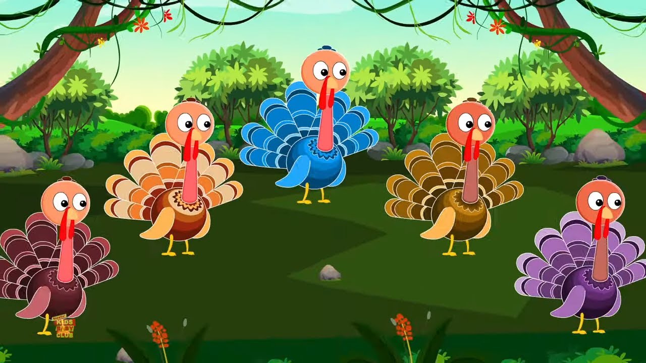 cinco pequeños pavos | Video de la canción para niños