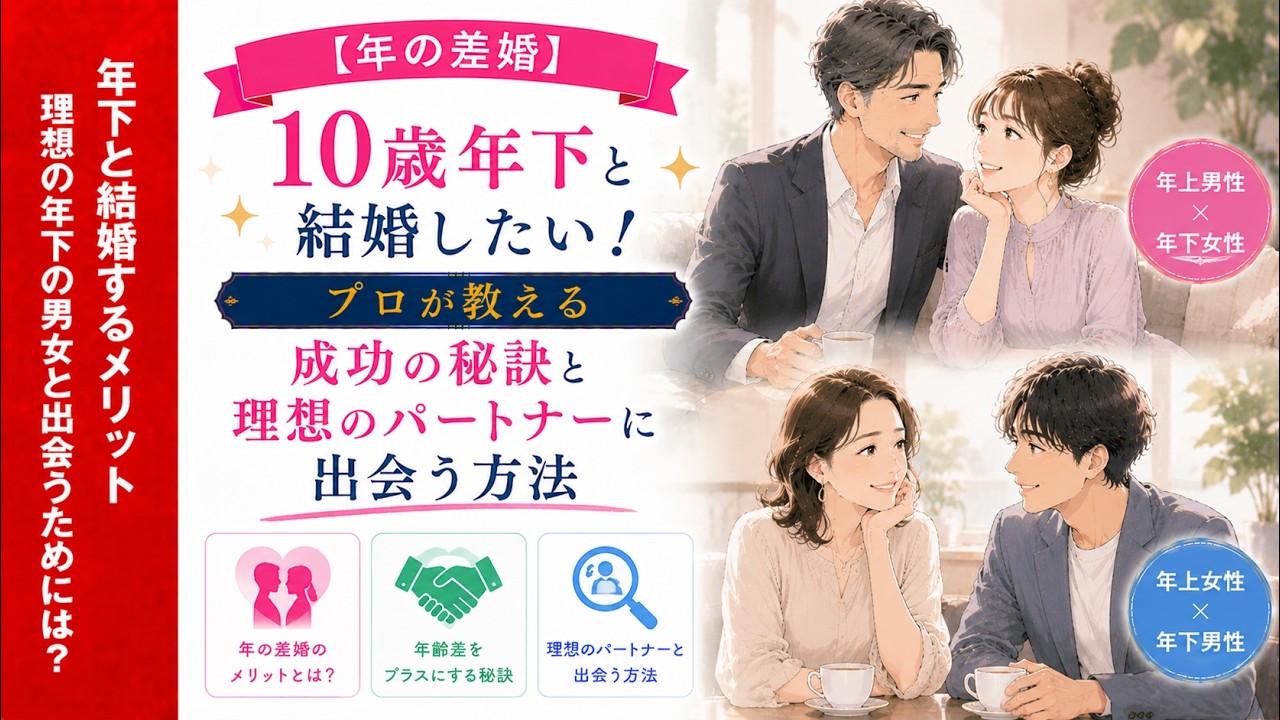 【年の差婚】10歳年下と結婚したい！プロが教える成功の秘訣と理想のパートナーに出会う方法｜結婚相談所アイビジョン