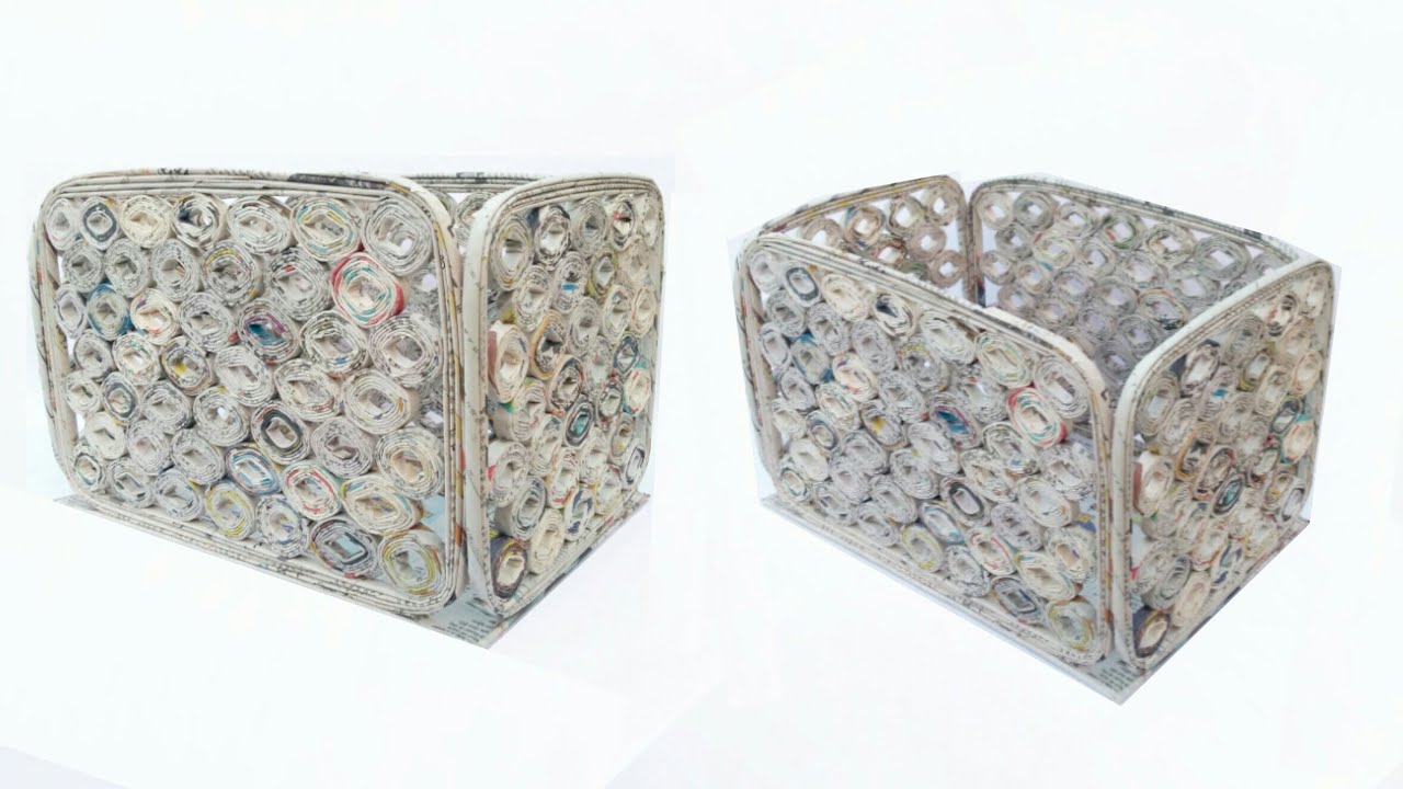 Newspaper basket | multi storage basket | newspaper tokri | newspaper craft | basket making | HMA192