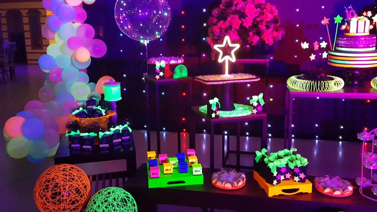 Festa Neon Simples | Inscreva-se | Como Fazer? | Link na Descrição | Neon Party | Decoração