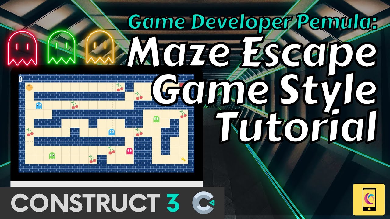 Basic Maze Escape Game Style video tutorial using Construct 3