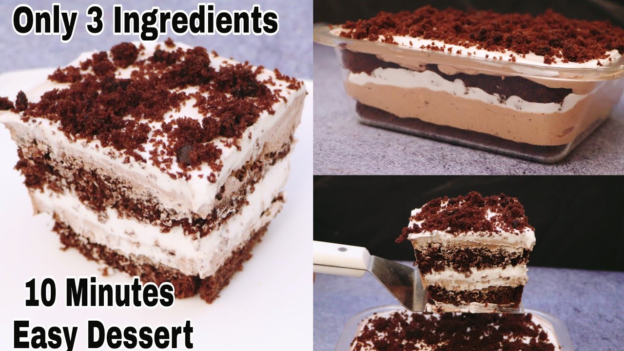 10 Minutes Dessert Recipe | Only 3 Ingredients Easy Chocolate Dessert | Chocolate Dessert Recipe