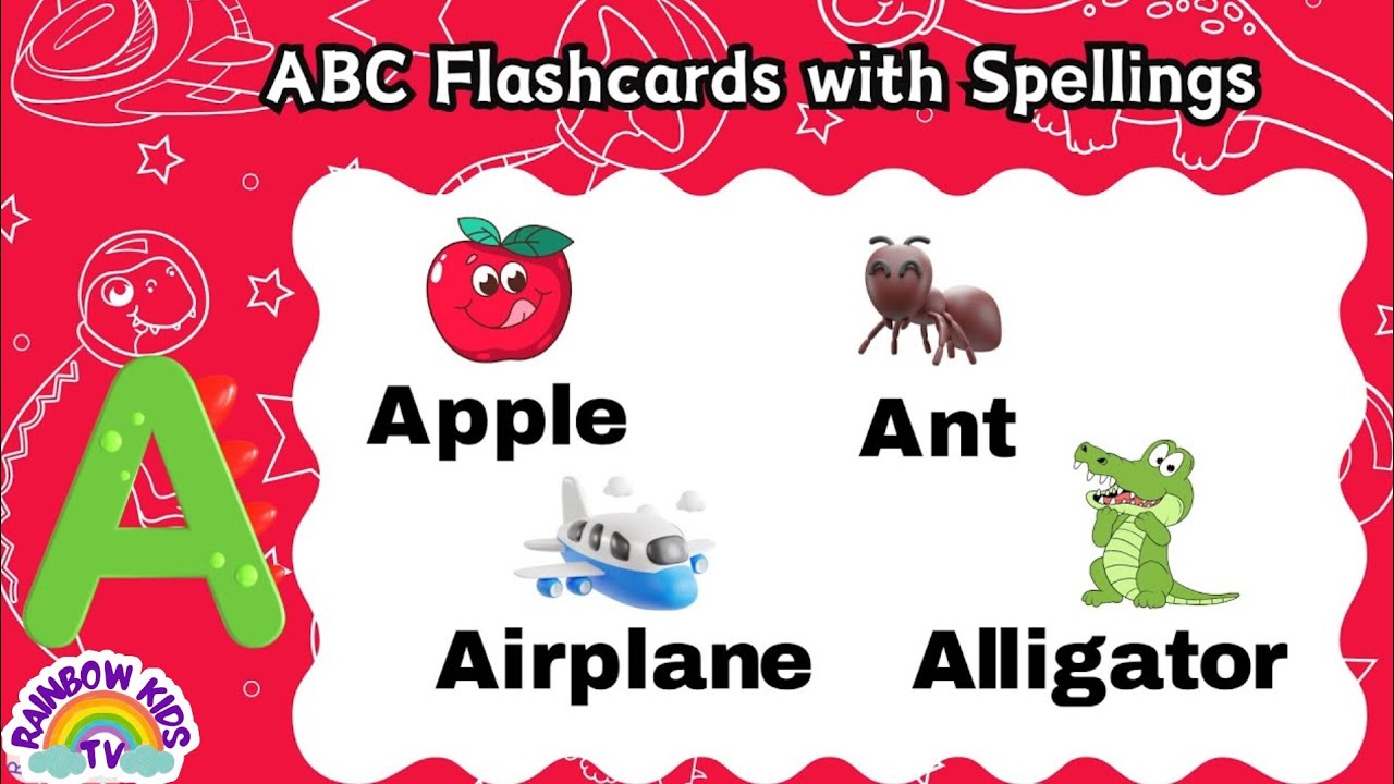 A to Z Alphabet Flash Cards with Spellings | Kids Learning Video | Learn ABC,First words for toddler