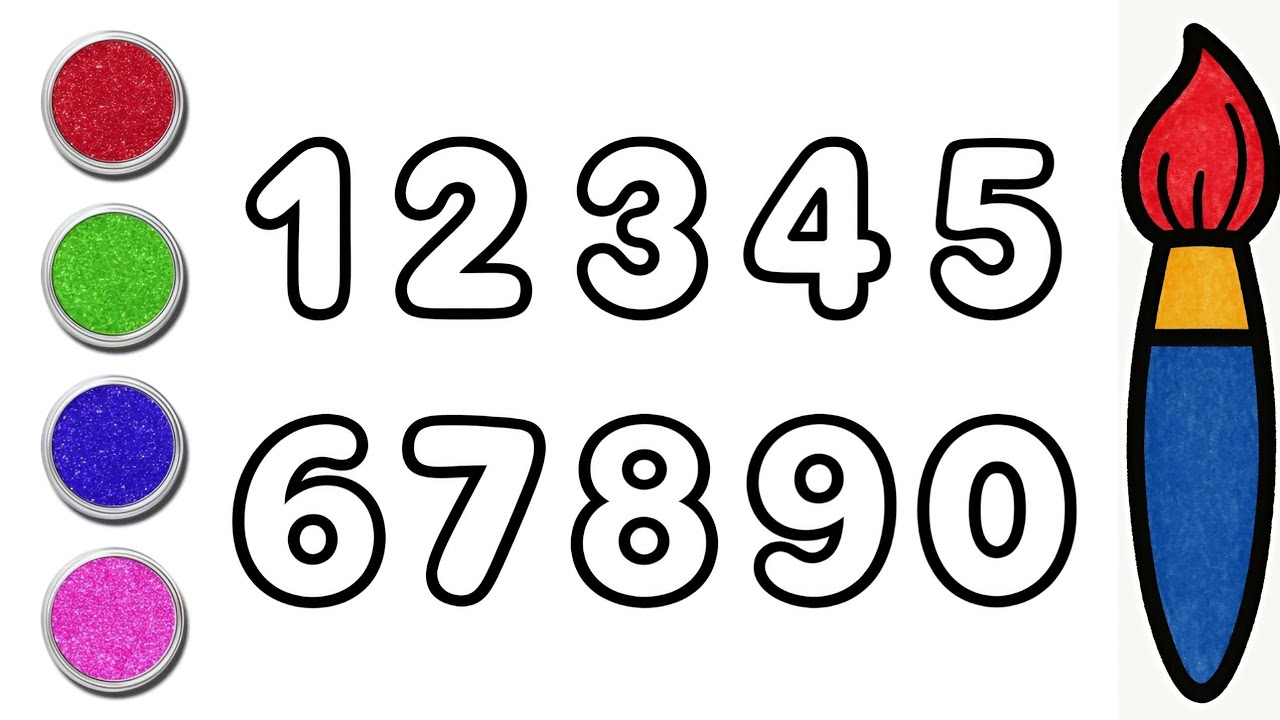 Single Digit Numbers Drawing, Coloring for Kids & Toddlers | Learn Numbers and Colors