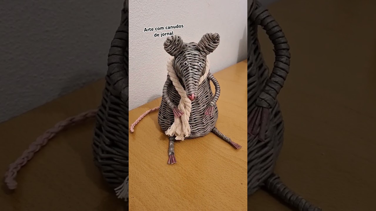 Artesanato com papel jornal Rato feito a m&atilde;o com canudos de papel #artesanato #fyou #viral
