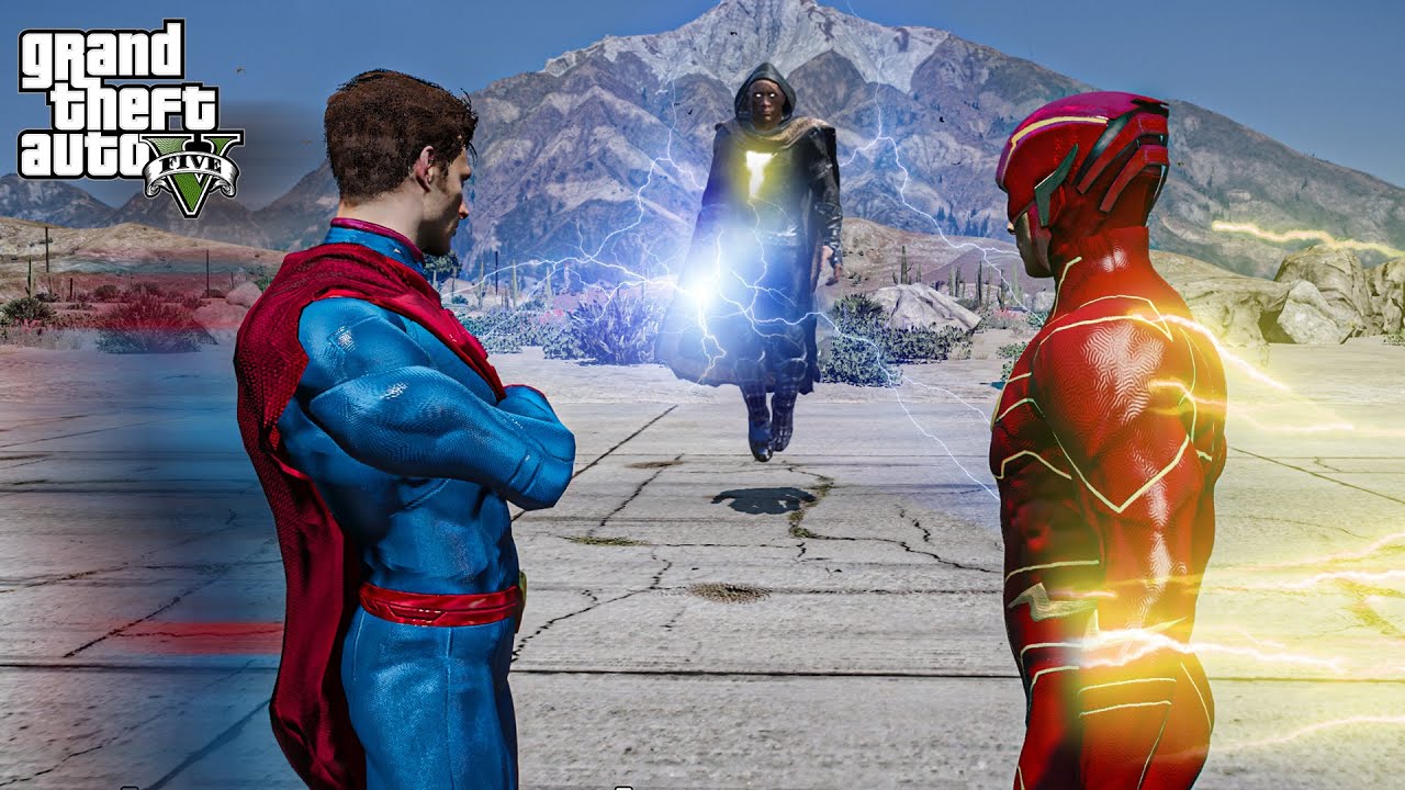 GTA 5 - Superman & The Flash VS Black Adam | Epic Death Battle!