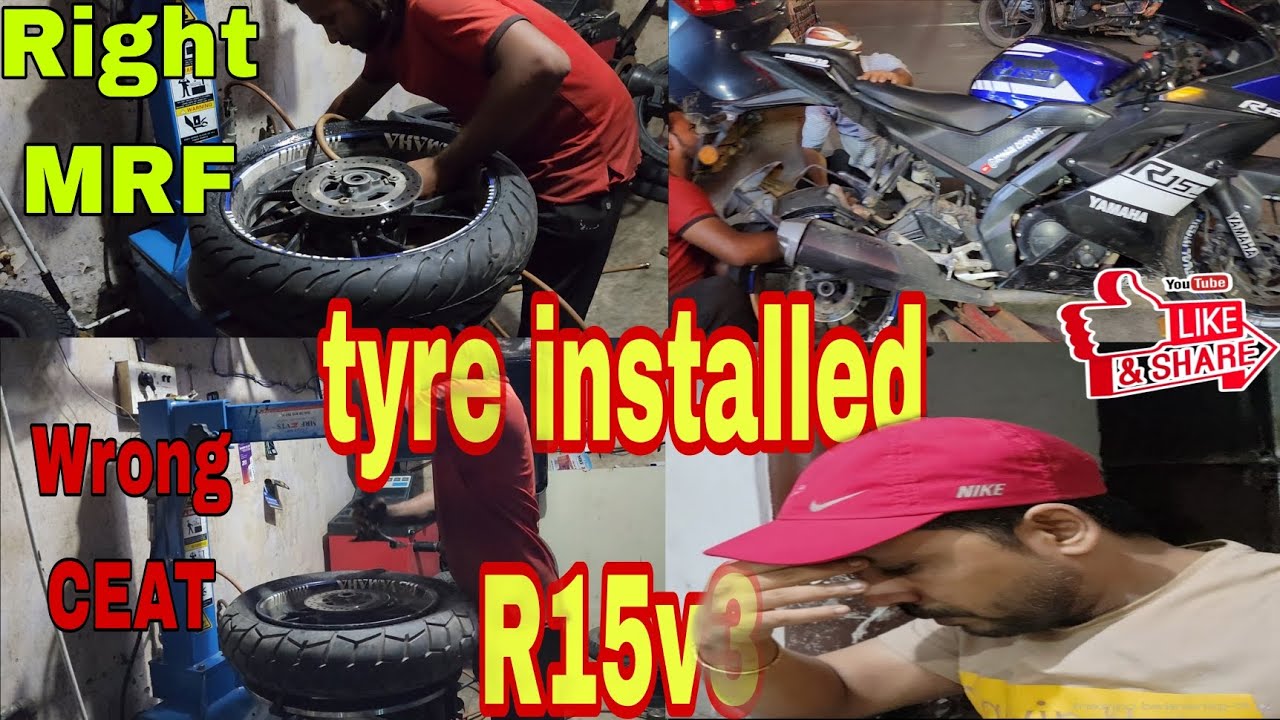 installed a tyre on my bike YAMAHA R15V3 #tyre #r15v3 #vlog #bike