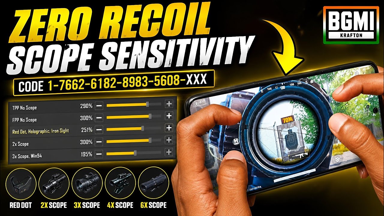 4.5 Update! Best Zero Recoil Sensitivity Settings & Codes🔥BGMI-PUBG Sensitivity code