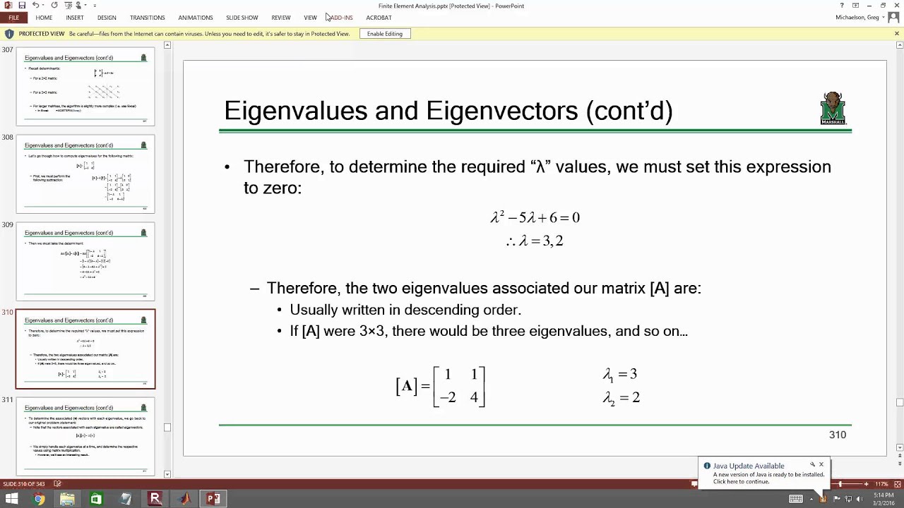 ENGR 570 Lecture 15: Eigenvalue Problems (2016.03.03)