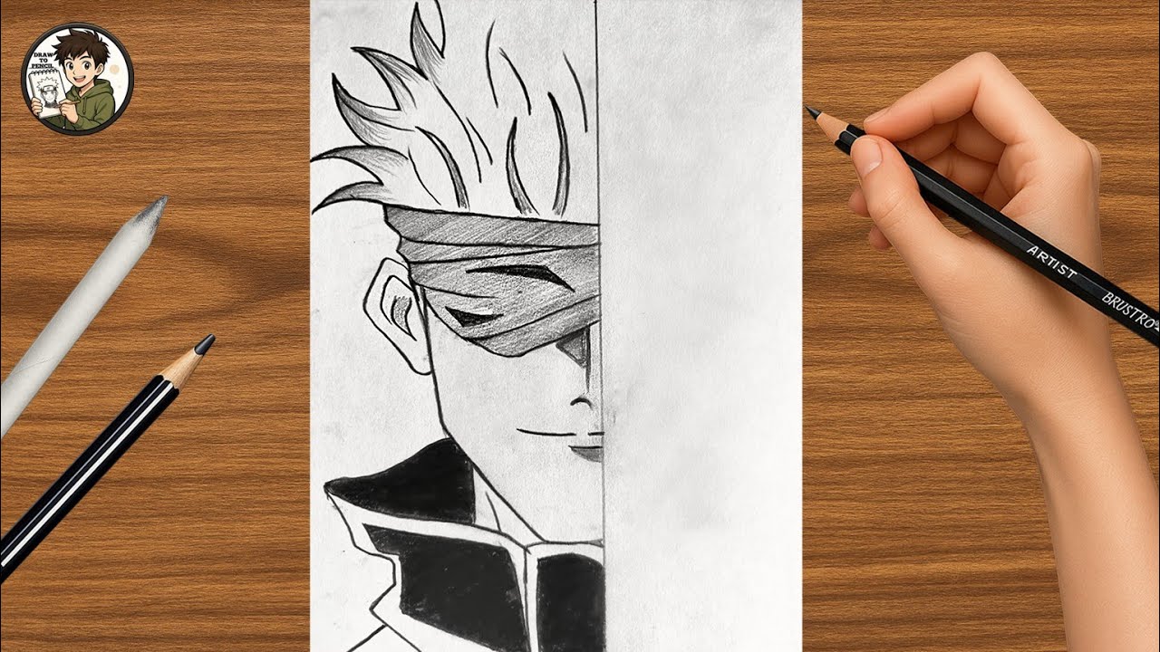 How to draw gojo Satoru step by step easy | anime drawing tutorial for beginners 