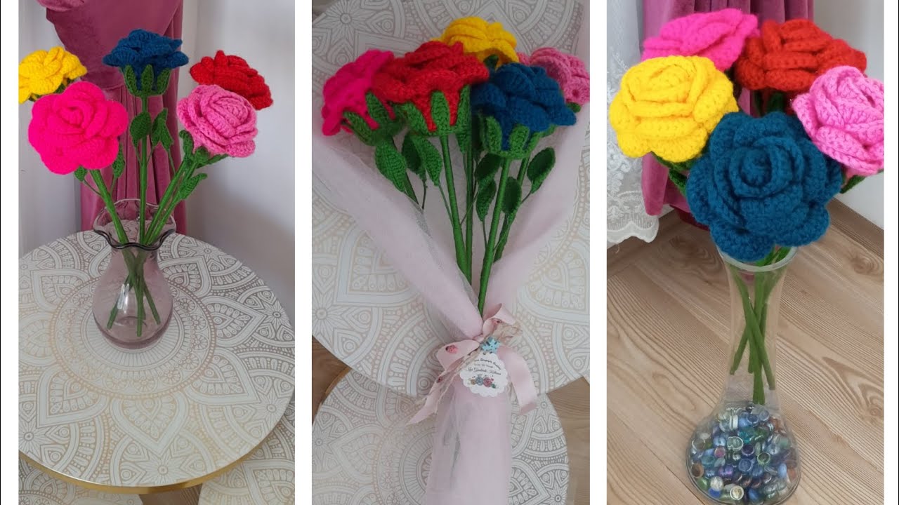 💯Tığ işi örgü gül yapımı🌹👉crochet rose making👈 (Detaylı anlatım👍) #hediyelikeşya #easyknitting