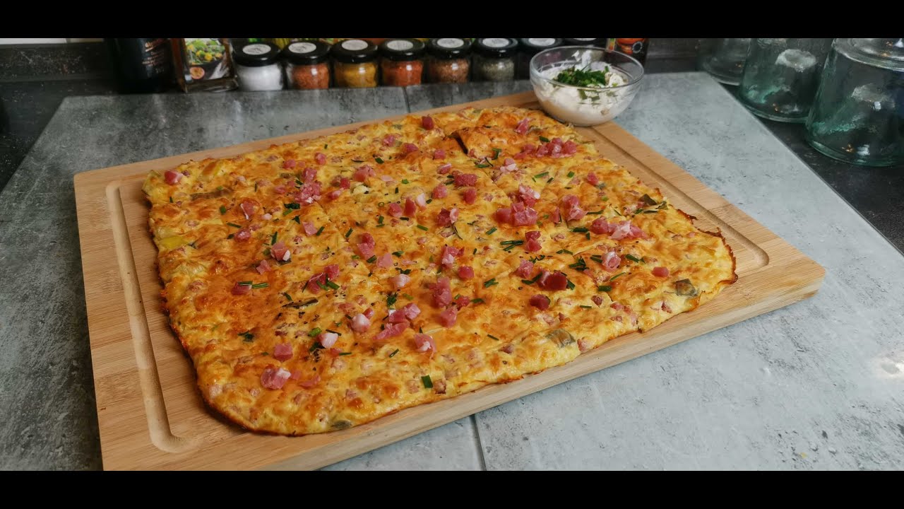 Schüttelflammkuchen, быстрый и легкий ужин/низкоуглеводный рецепт, приготовленный за 5 минут