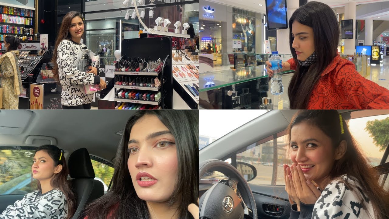 DAY OUT WITH HIRA Part 1| Makeup shopping & Video Making🛍️💄🎥| Hira ko gari mai bht tang kea😂🤣