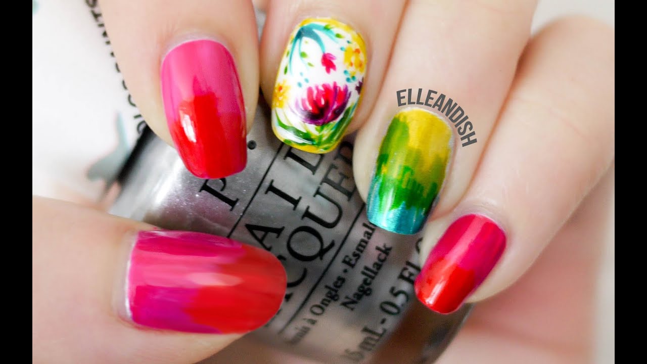 Watercolor Floral Nails