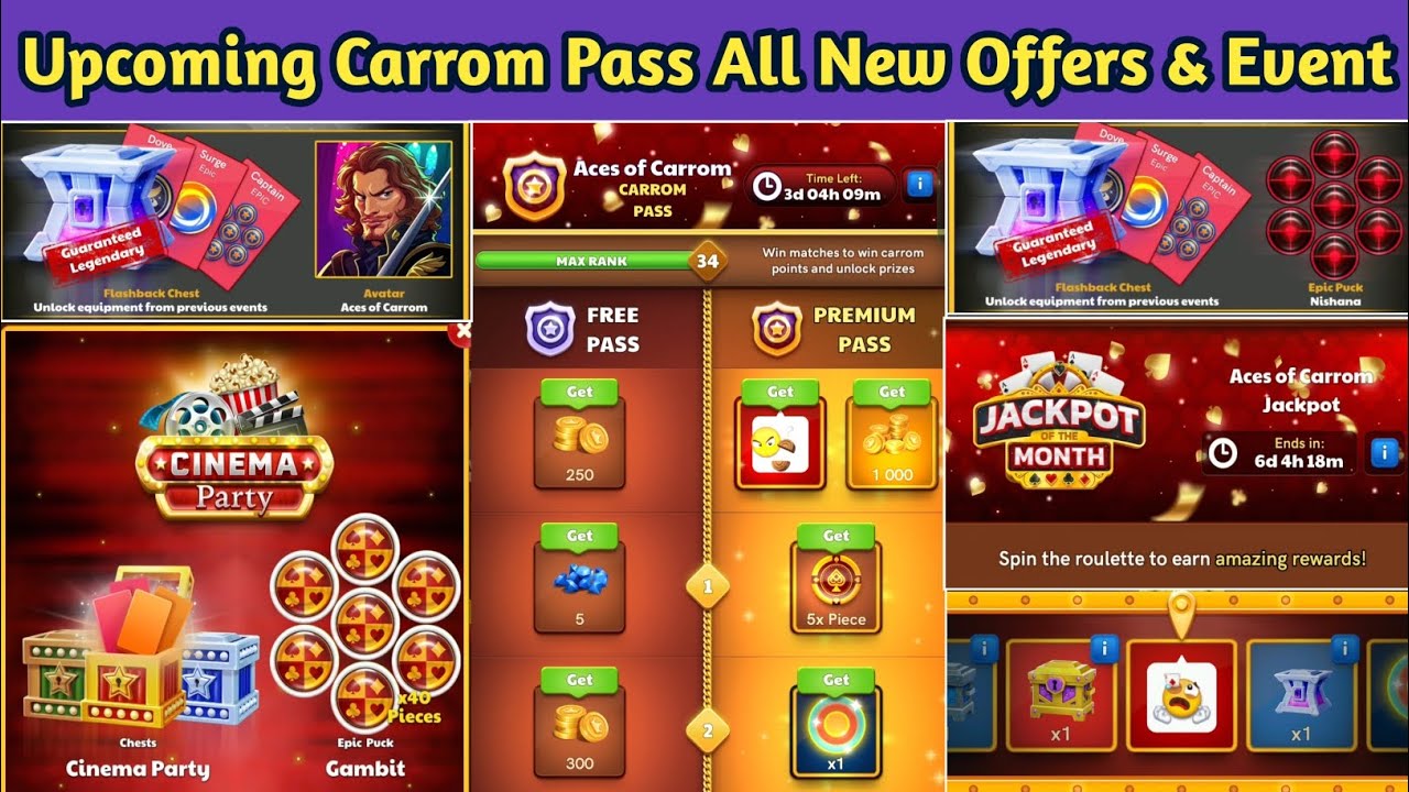 Upcoming Carrom Pass All New Offers & Event Full Detail 🔥 || Carrom pool ||