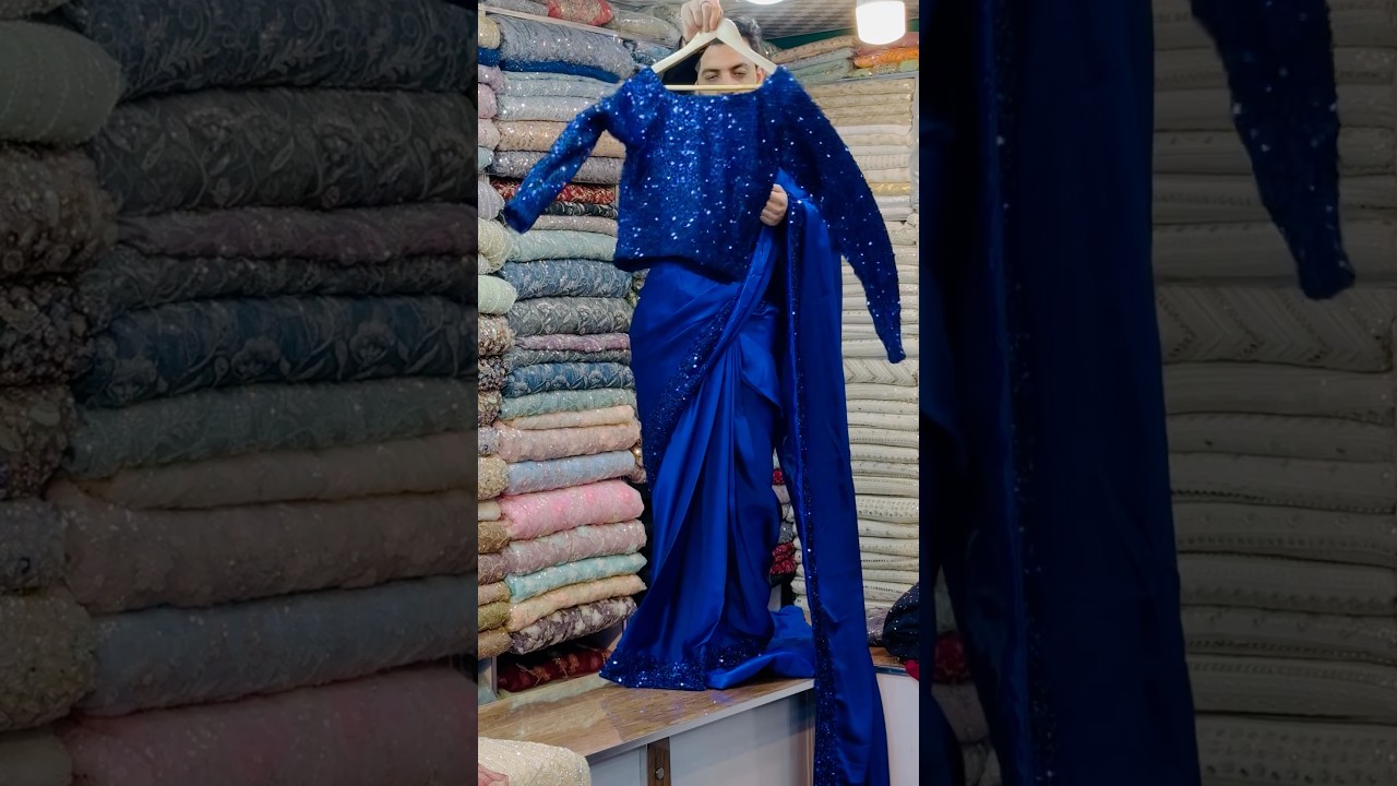 Silk saree with moonlight blouse #dress #indianpakidress #sareedress #pakistanidresses