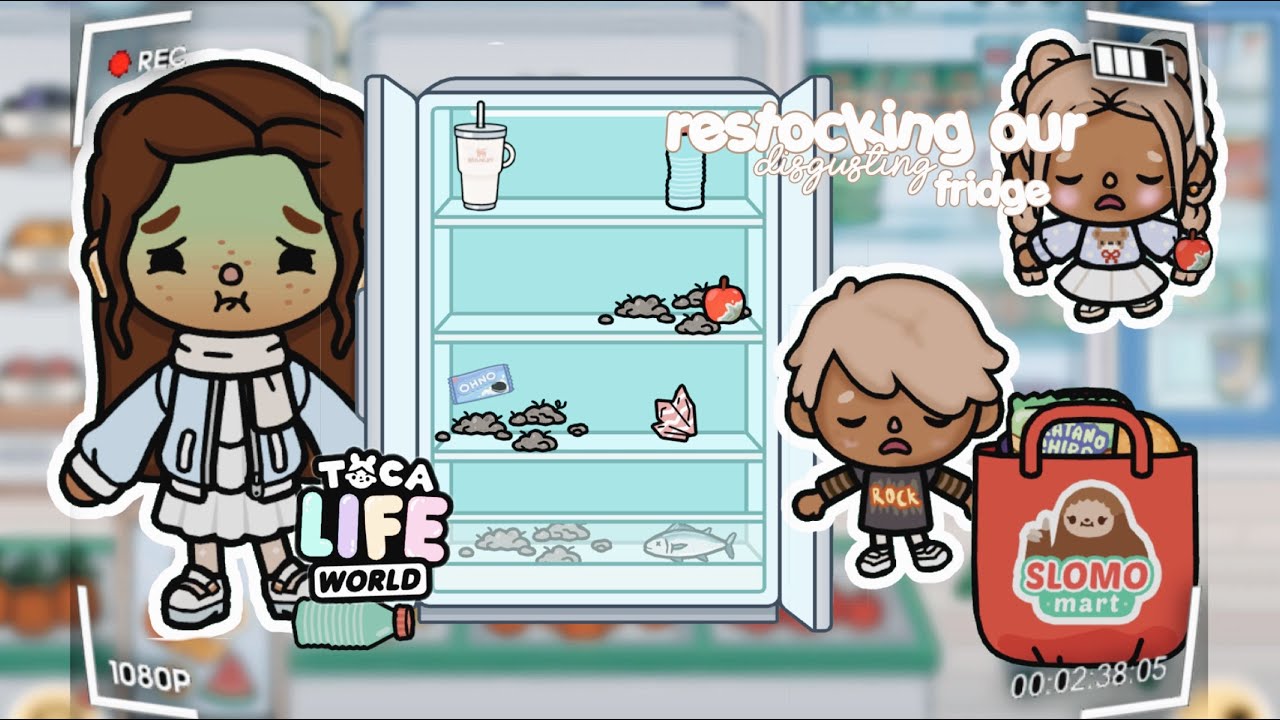 RESTOCKING our disgusting fridge ! *kids end up sick!?* || *VOICED!!* ||Toca life world role play