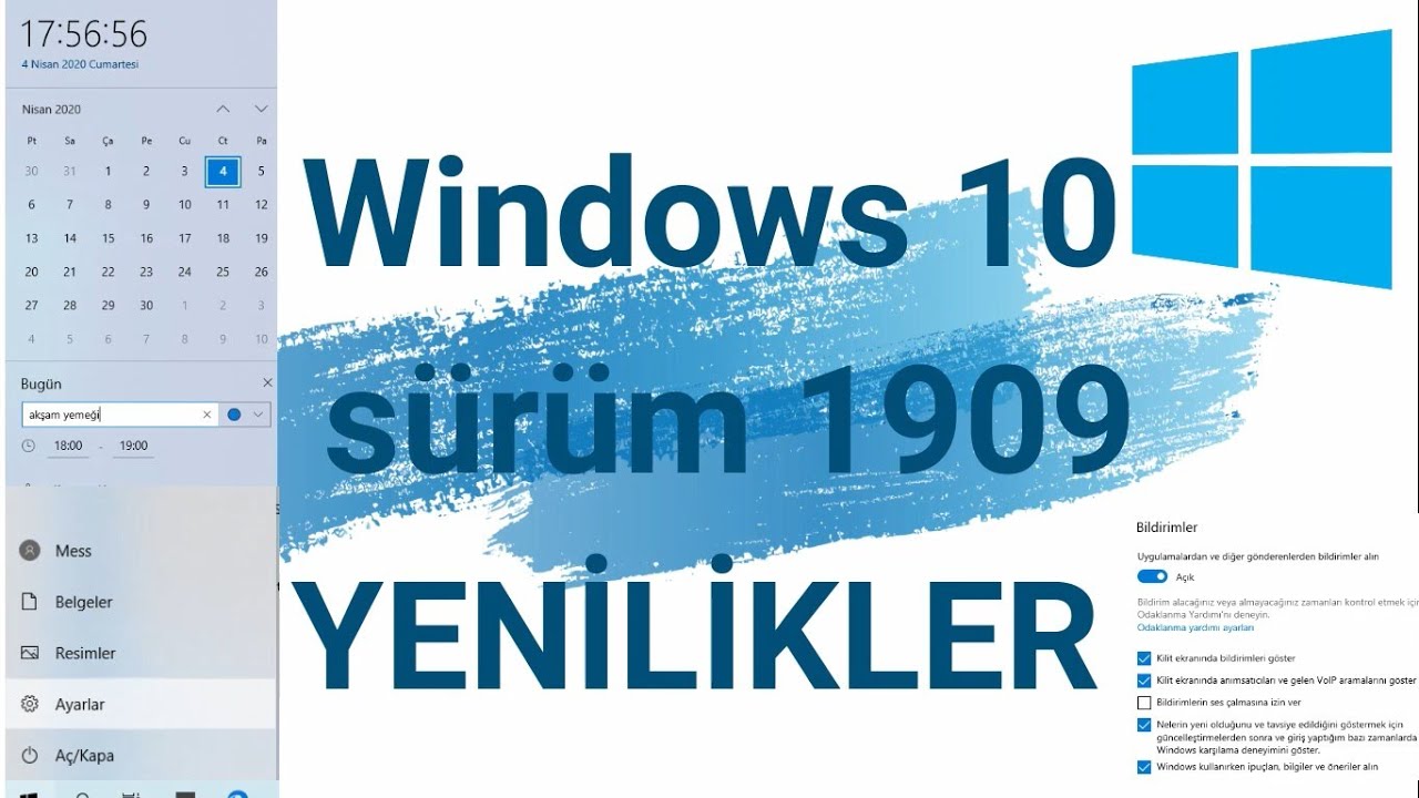 Windows 10 s&uuml;r&uuml;m 1909 g&uuml;ncellemesiyle ile gelen yenilikler