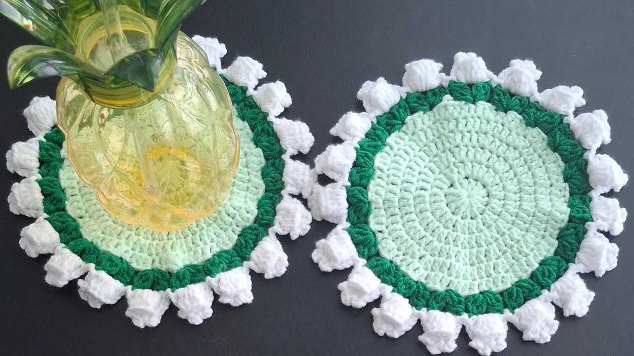 МК🧶Мини салфетка под чашку с тюльпанами вязание крючком.Crochet Tulip Coaster Mini Doily for Tea ☕️