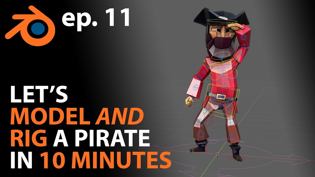 Let's MODEL and RIG a Pirate in 10 MINUTES in Blender 2.82 - ep. 11