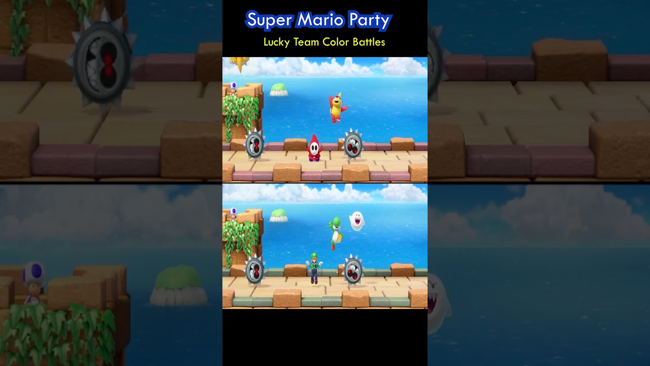 Super Mario Party - Lucky Team Color Battle - Who is win? #mario