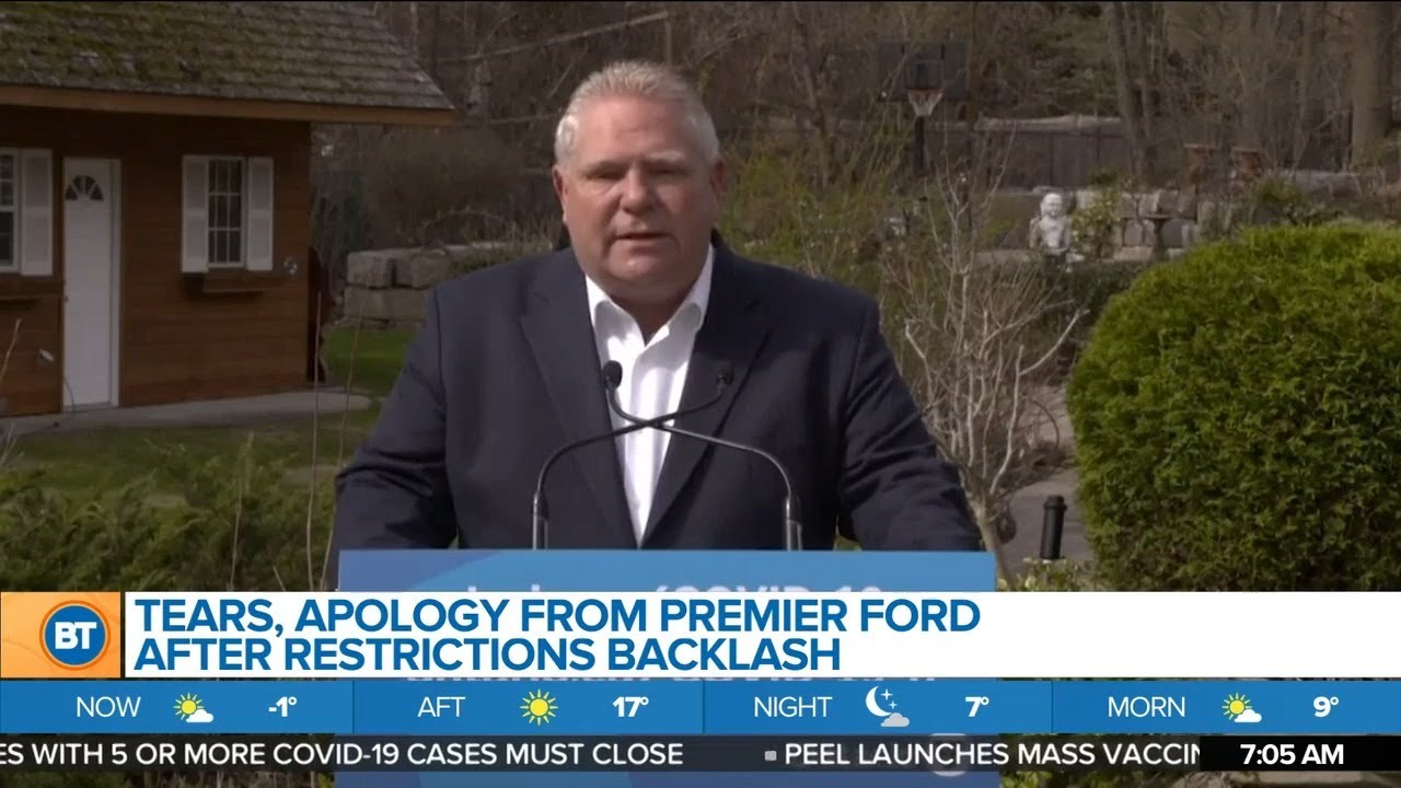 Doug Ford gives emotional speech after backlash from public