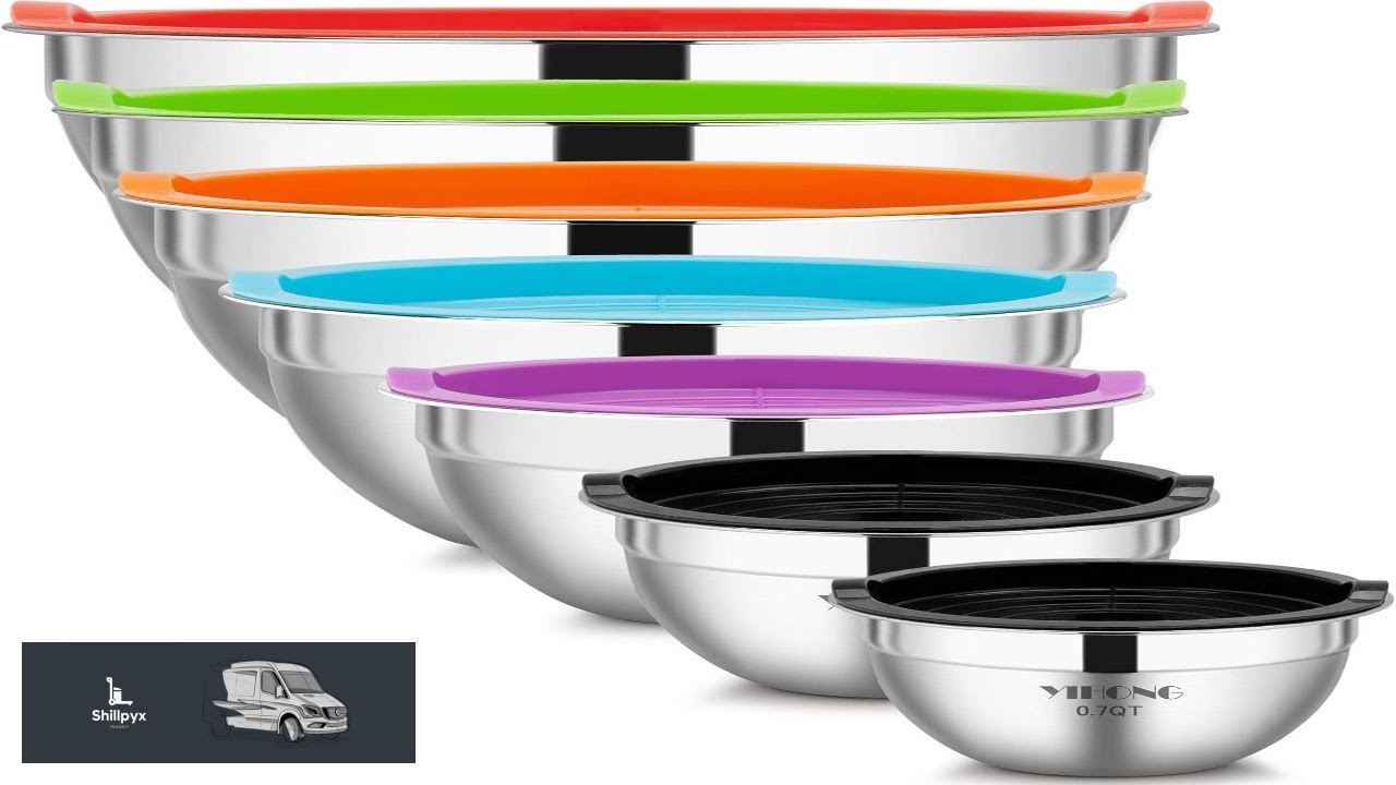 YIHONG 7 Piece Metal Mixing Bowls with Lids for Kitchen Stainless Steel