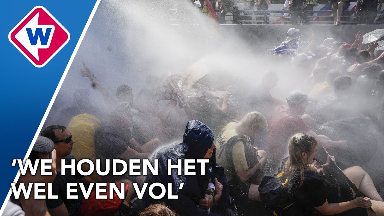 Waterkanon geleegd op klimaatdemonstranten Den Haag