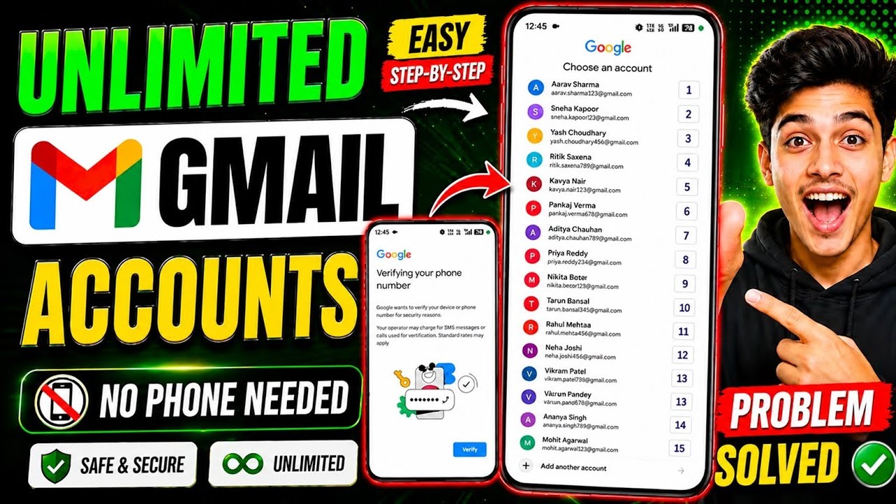Create Unlimited Gmail Without Phone Number Verification 2026 ✅ | Working Trick 🔥