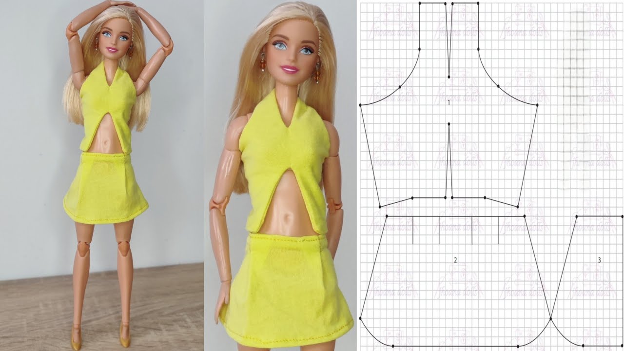 182 blusa y falda para Barbie (patrones en la descripción)