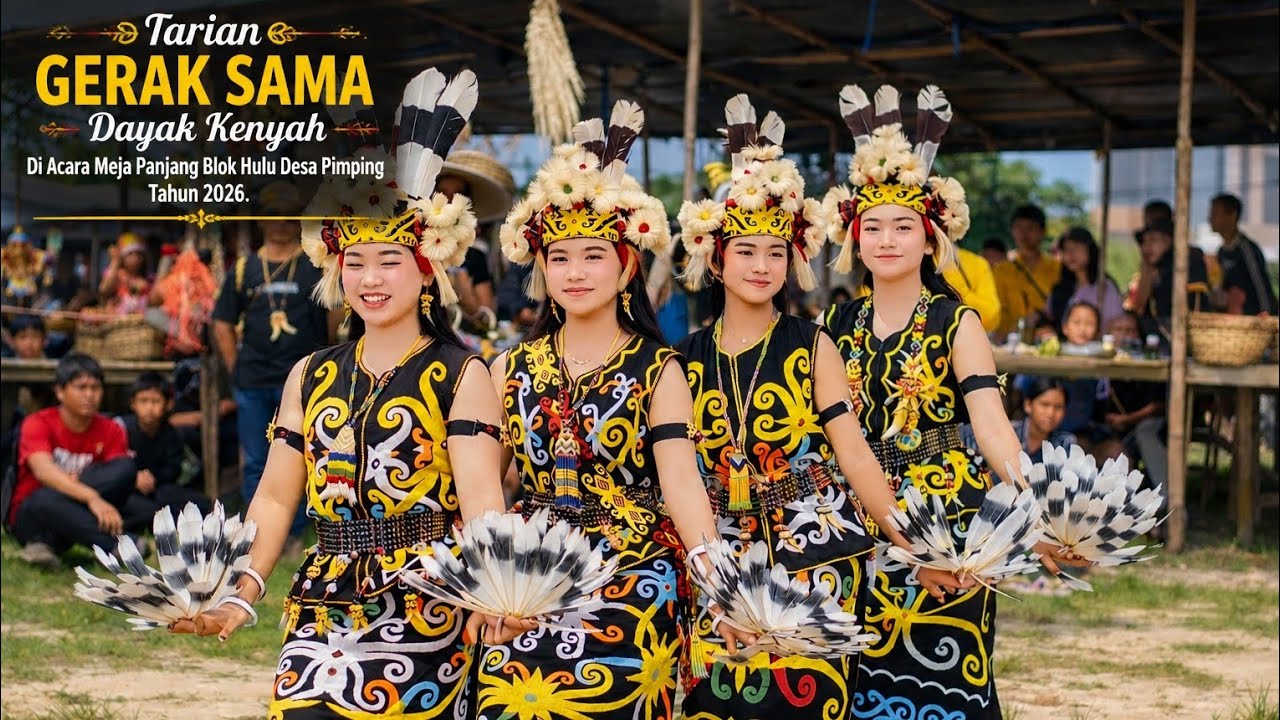 Tarian Gerak Sama Dayak Kenyah di Acara Meja Panjang Blok Hulu Desa Pimping 03 Januari 2026