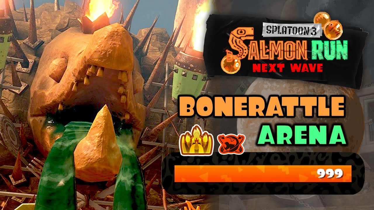 Splatoon 3 Salmon Run - NEW Bonerattle Arena Gameplay (EVP 999 & HAZARD LEVEL MAX)