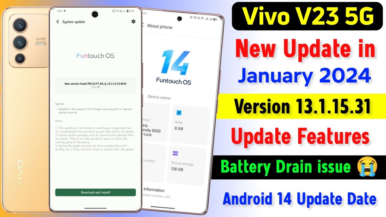 Vivo V23 5g New Update in January 2024 | Vivo V23 New Update Features | Vivo V23 Android 14 Update